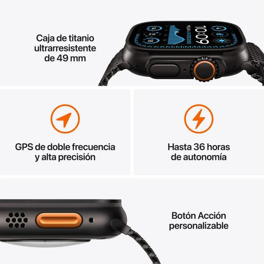 Apple Watch Ultra 2 GPS Cellular 49mm Caja Negra Titanio con Correa Ocean Band Negra - MovilMania S.L